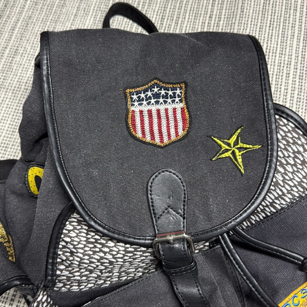 Dream Control Black Canvas Patchwork Backpack Med… - image 7